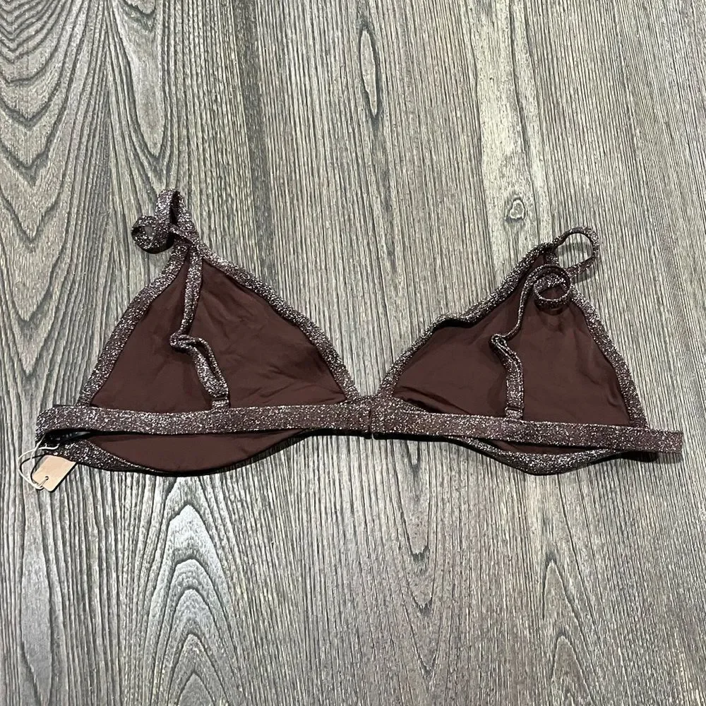NWT Skims Gliter Swim Triangle Bikini Top Adjustable Straps Lined Cocoa Size 4X